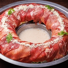 牛タンの葱しゃぶ　チーズ白湯スープ