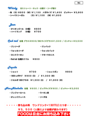 ドリンクメニュー裏