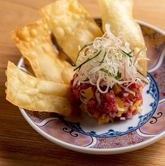 和牛とろたく~薬味と揚げワンタン~