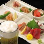 【日～木限定】夜の晩酌セット1200円(1ドリンク+刺身+小鉢+日替わり料理)