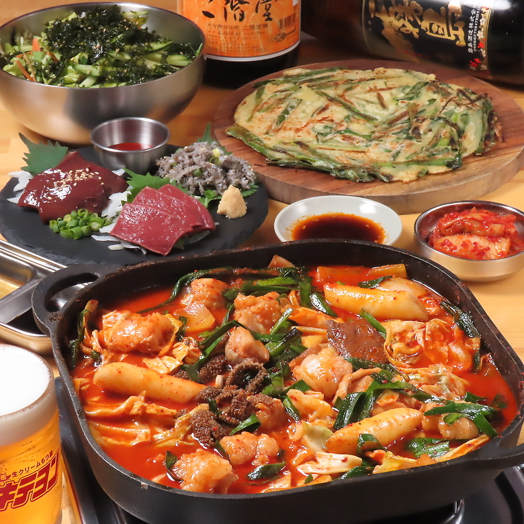 【2時間飲み放題付き】選べるメインコース(コプチャンチョンゴルor生クリームもつ鍋)全6品5,000円