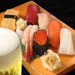 【お得な1000円セット】 １Drink+板前さんおまかせ握り8貫