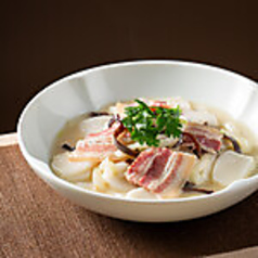 白菜と塩漬け豚肉のもち炒め