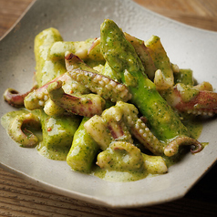 烏賊とアスパラのいしるバター炒め