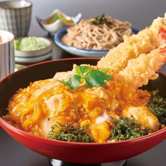 大海老と真あなごのふわたま天丼と麺