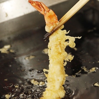 お蕎麦のお供の揚げたての天ぷら
