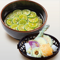 料理メニュー写真&nbsp;すだちのひやかけと夏野菜の天ぷら