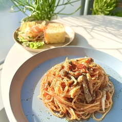 【Pasta lunch】トマトとキノコ、ツナのボスカイオーラ(スパゲッティ)