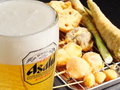 料理メニュー写真 ベジブルセット (生ビール+野菜串3本)
