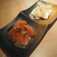 鶏皮ポン酢/おつまみうずら/砂肝ペッパー/ピリ辛メンマ/トマトナムル