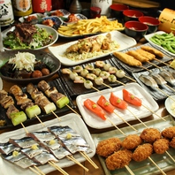 日本初の魚串専門店！40種類以上の串かつ、野菜串など！