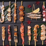 ■博多 うお串■ 鮮魚を、焼鳥のように串でご提供。一本一本 串打ちしています。備長炭で風味豊かに