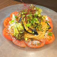 大阪茄子とトマト麻婆ソースの冷たいパスタ