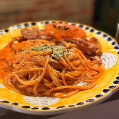 蟹のトマトクリームパスタ