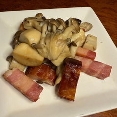 燻製ベーコンと茸のソテー