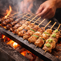 こだわりの炭火焼鳥、本気で焼きます