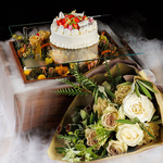 白・花束/薔薇のケーキ付　“記念日コース”