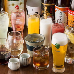 全てのコースは生ビールも飲める2時間単品飲み放題付！