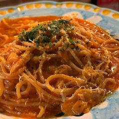 鮮魚と茄子のアラビアータ