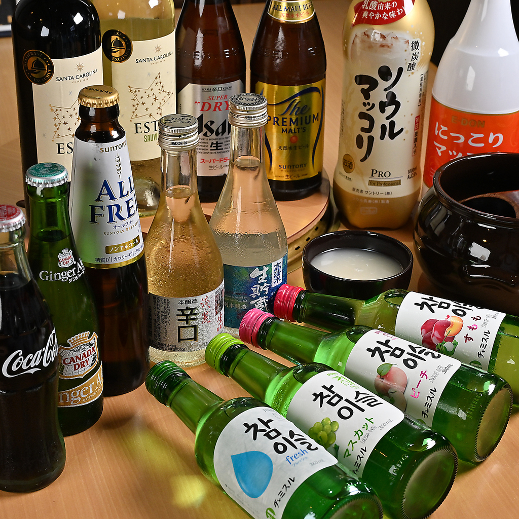 ハイボールやマッコリ、焼酎など◎グラスでのご提供はもちろん、ボトルでのご提供も承ります。