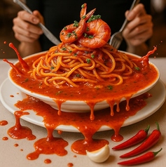 こぼれパスタ(トマトソース系)