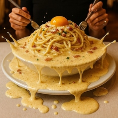 こぼれパスタ(クリーム系)