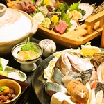 旬の味覚がギュッとつまったお鍋コースは8品。2時間飲み放題付4500円～