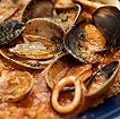 北海道産季節の2枚貝のトマトリゾット