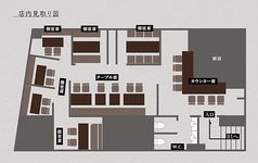 当店のテーブルレイアウトとなります。可能な限りご宴会等のご相談も承りますので、お気軽にご相談ください。