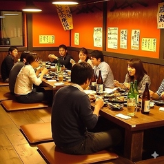 大人気の掘りごたつ席は最大12名様までご宴会可能♪4名様用と6名様用でそれぞれでもお使いいただけます！