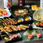全コース飲み放題付き⇒6,000円～！本格炭火焼き鳥はに加え、牛タンや黒毛和牛など高級食材も堪能！