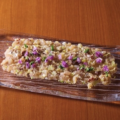 鯵と島辣韮のレモン胡椒なめろう