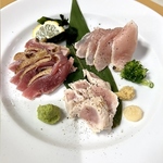 自慢の鶏たたきを、鹿児島産の甘醤油で！