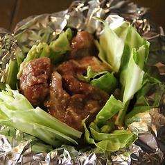 ラムの切り落とし麹味噌漬け(ホイル蒸し焼き)