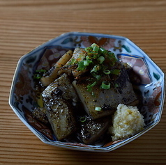 北海タコの炭炙り 山ワサビポン酢