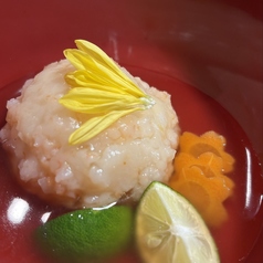 海老真薯　銀あん仕立て