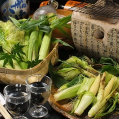 夏の旬野菜と魚介の七輪焼き