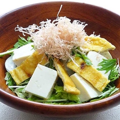 京とうふと京揚げ、水菜サラダ