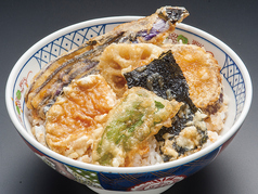 野菜天丼(漬物、小鉢、みそ汁付)