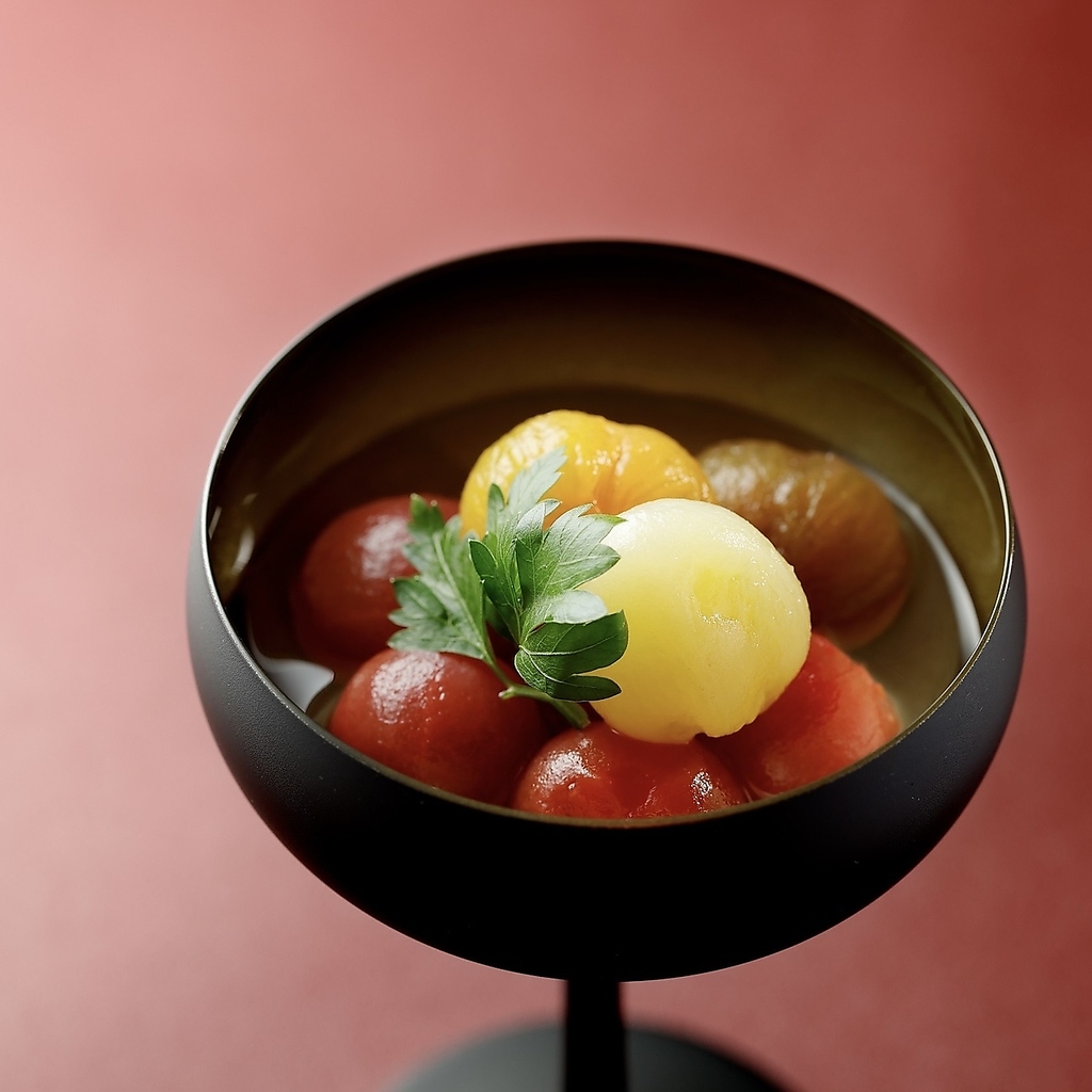 彩り豊かなプチトマトのお浸し