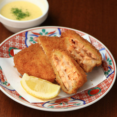 サーモンとお餅の挟み揚げ