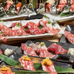 SNSで話題沸騰中！黒毛和牛一頭買い焼肉みつるの本気の肉寿司全9種★384円より！肉×海鮮もの写真