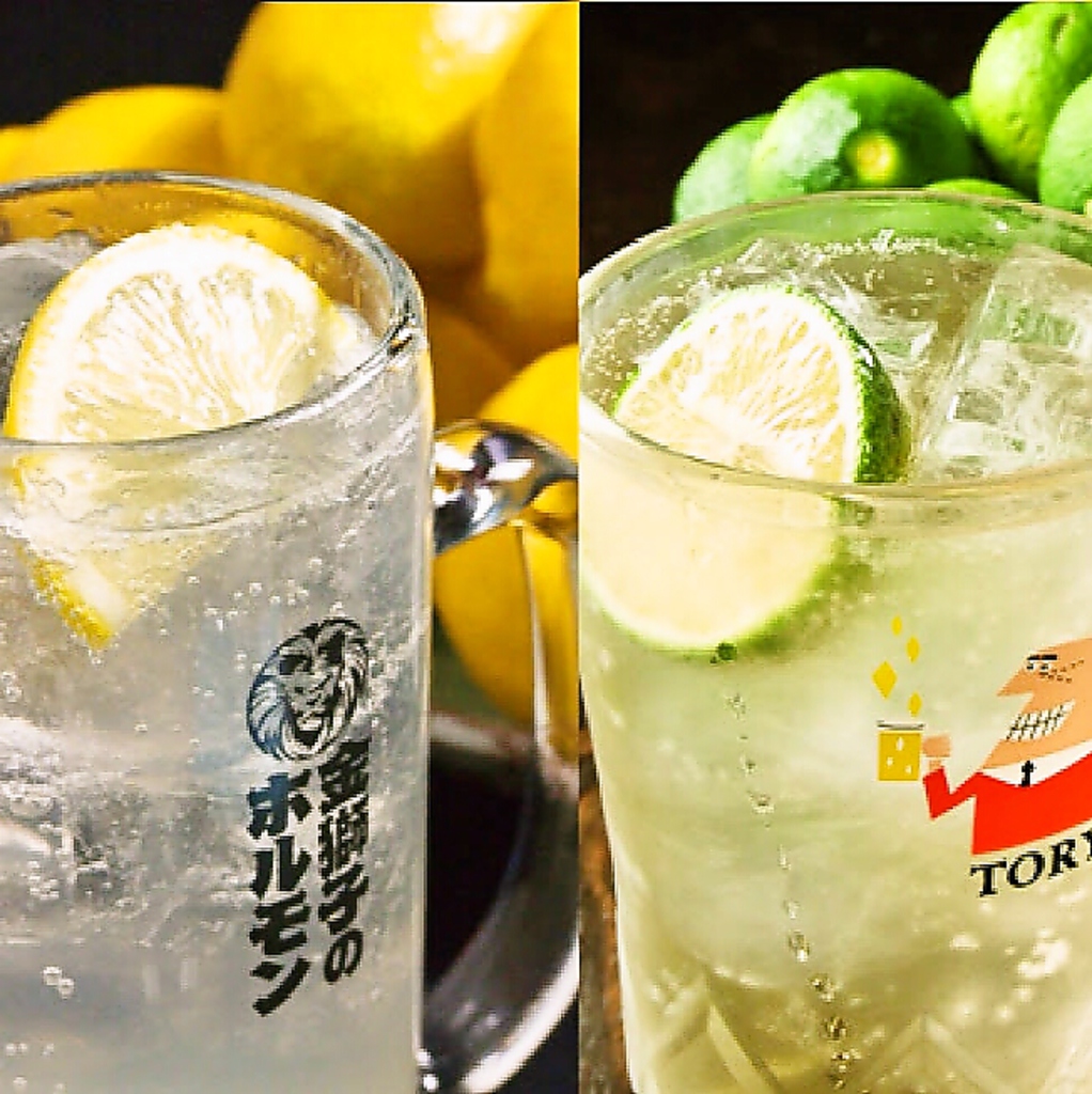 自家製レモンサワーと宮崎ハイボール！どちらも金獅子自慢の一杯です♪