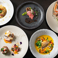 旬の野菜や新鮮な海の幸を使用した料理の数々…
