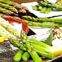 アスパラ塩茹で、素揚げ、バター焼き、天ぷら