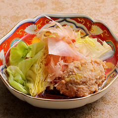 煮野菜　春キャベツと自家製つくね