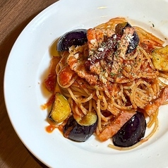 ベーコンと揚げなすのトマトスパゲティ