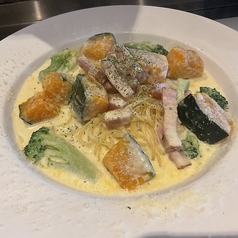 かぼちゃとベーコンのクリームパスタ