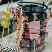 お肉や海鮮・野菜の炭火焼き・原始焼きは季節に応じて…