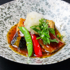 鰻と松山茄子のべっこう餡かけ